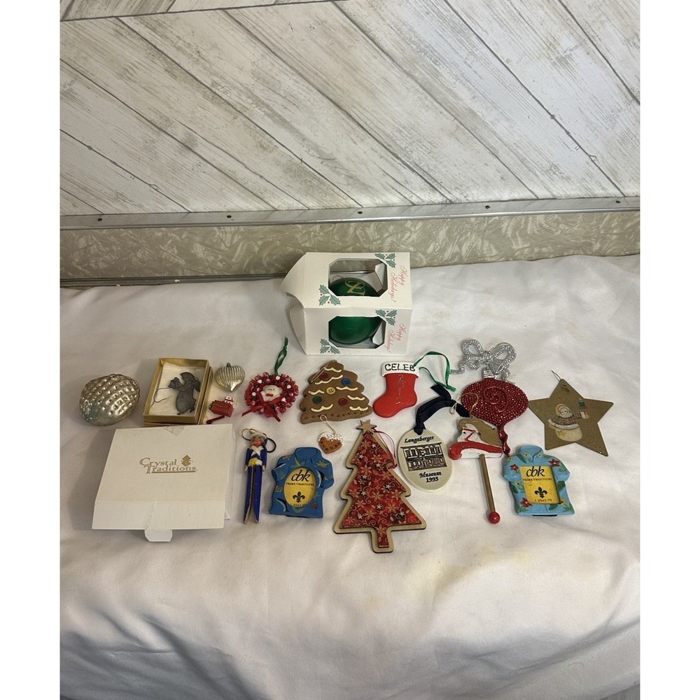 Christmas Ornament Lot Vintage Longaberger 1993 + CBK + Handmade Mixed Lot